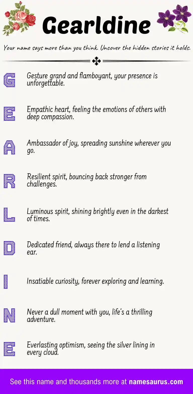 Acrostic poem about Gearldine.