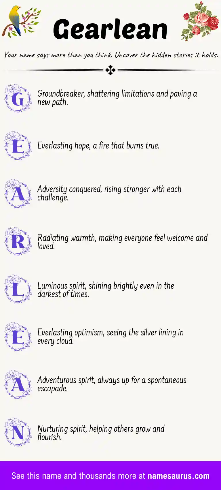 Acrostic poem about Gearlean.