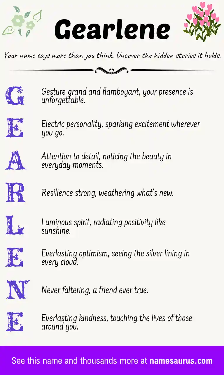 Acrostic poem about Gearlene.