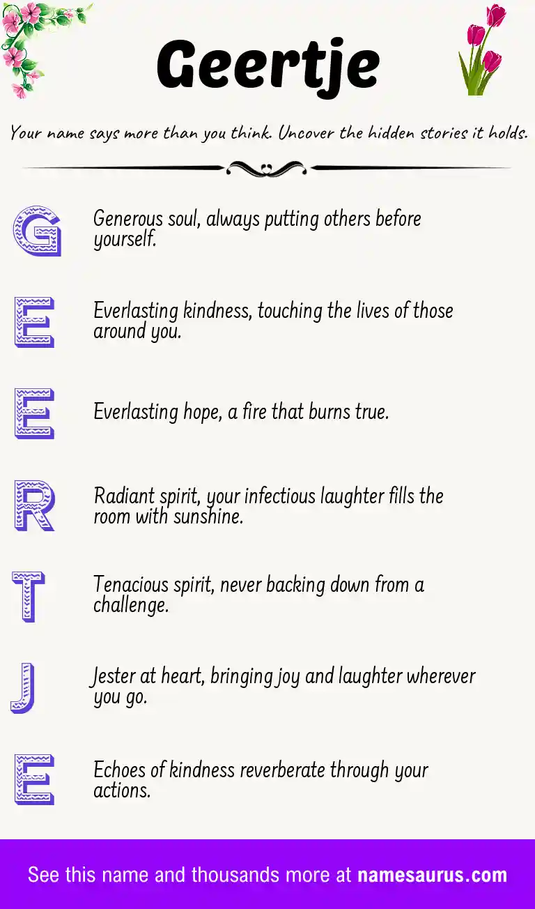 Acrostic poem about Geertje.