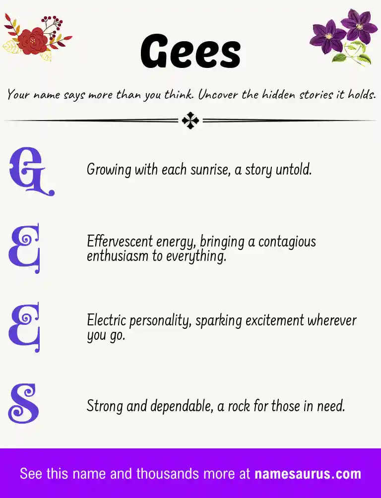 Acrostic poem about Gees.