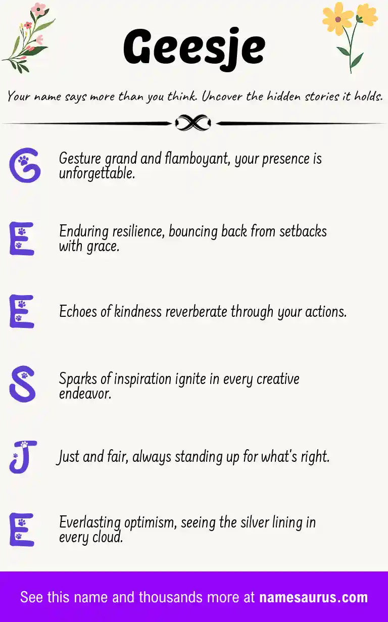Acrostic poem about Geesje.