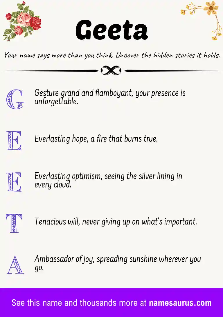 Acrostic poem about Geeta.