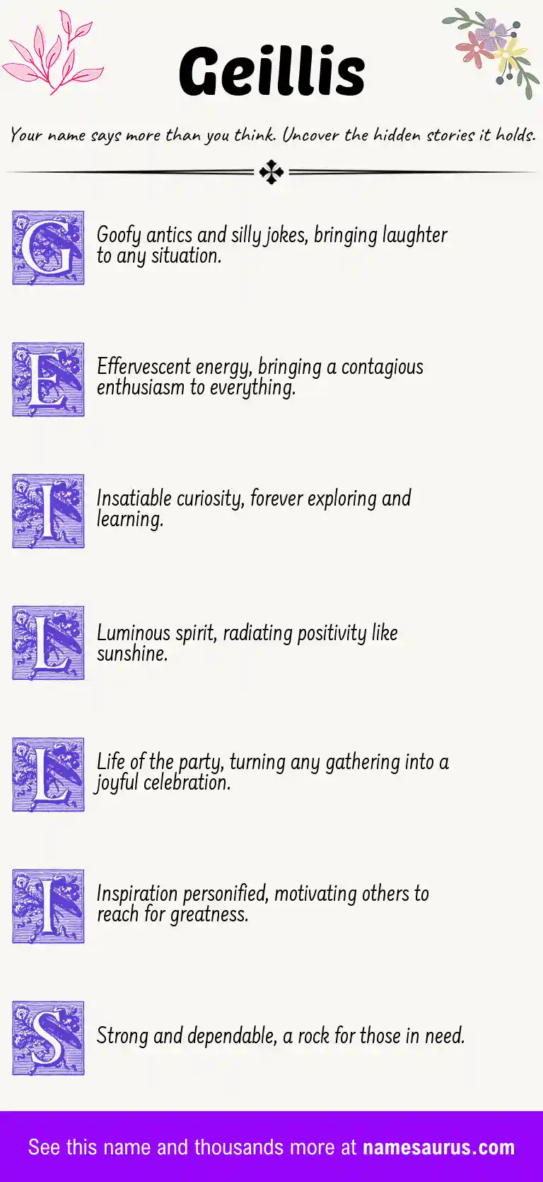 Acrostic poem about Geillis.
