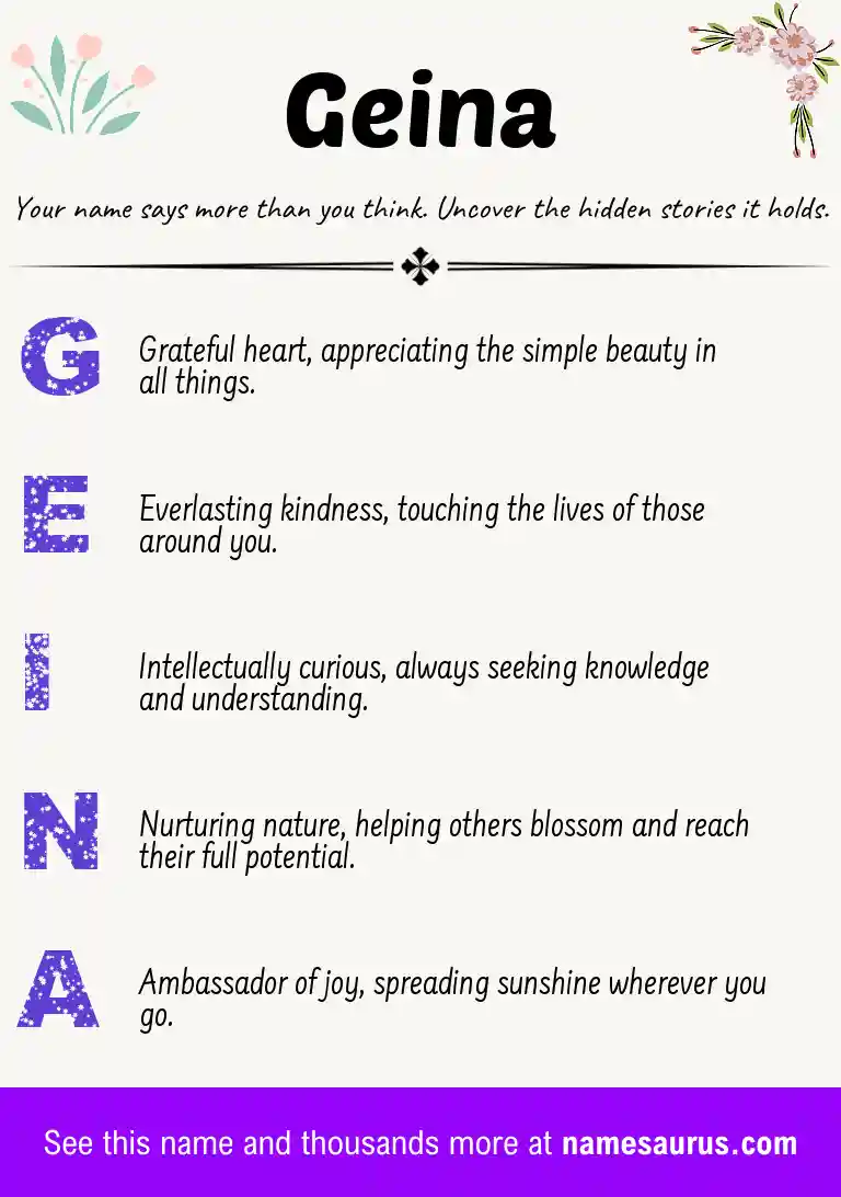 Acrostic poem about Geina.