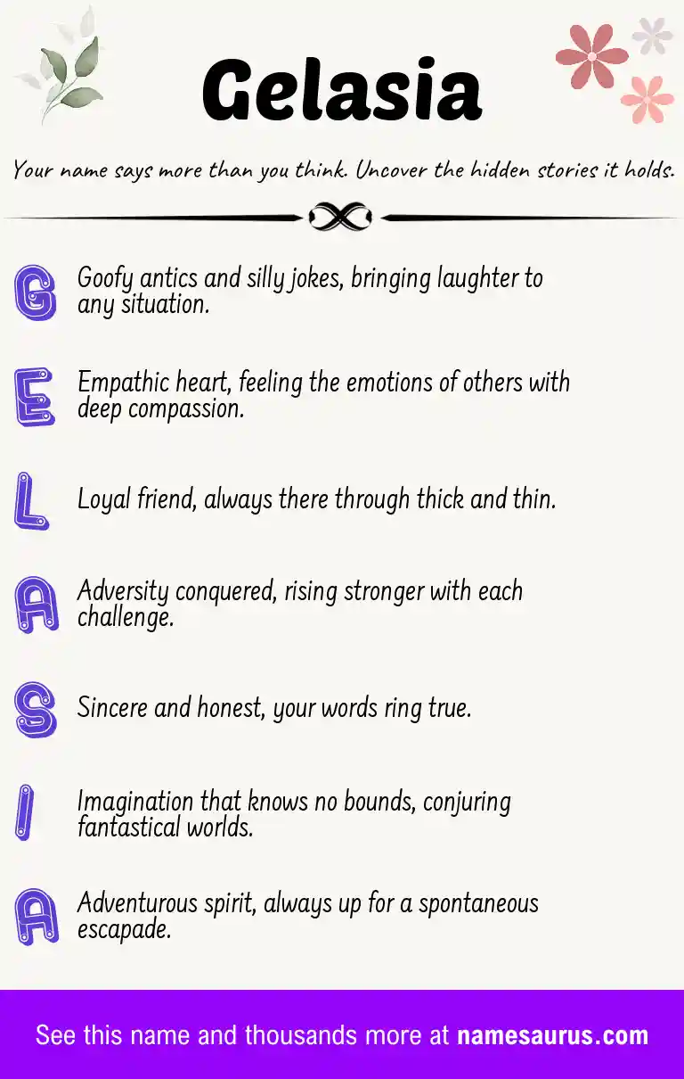 Acrostic poem about Gelasia.