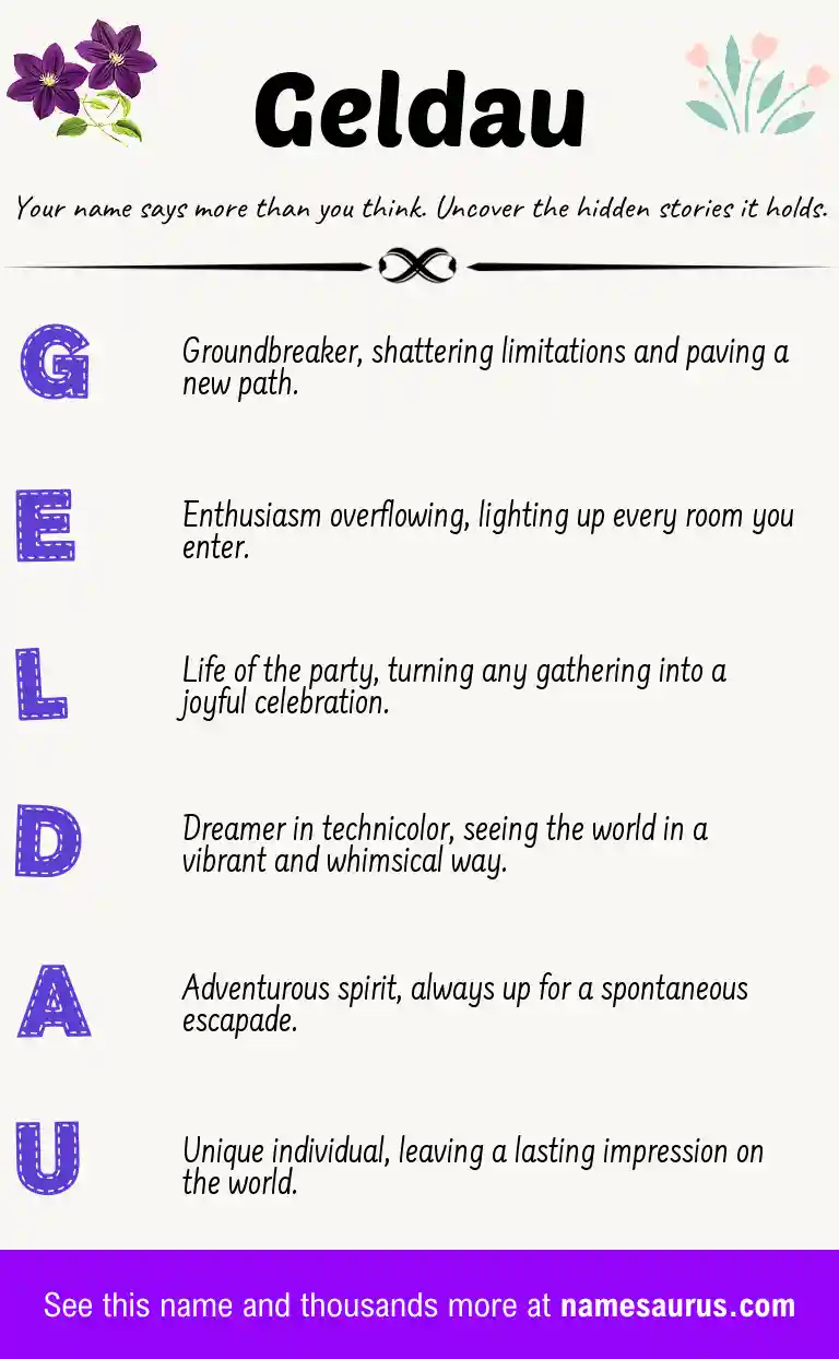 Acrostic poem about Geldau.
