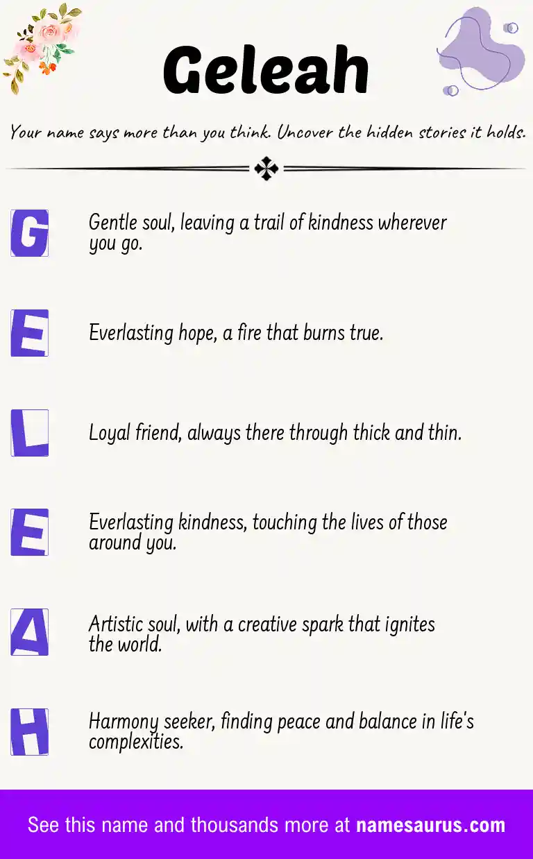 Acrostic poem about Geleah.