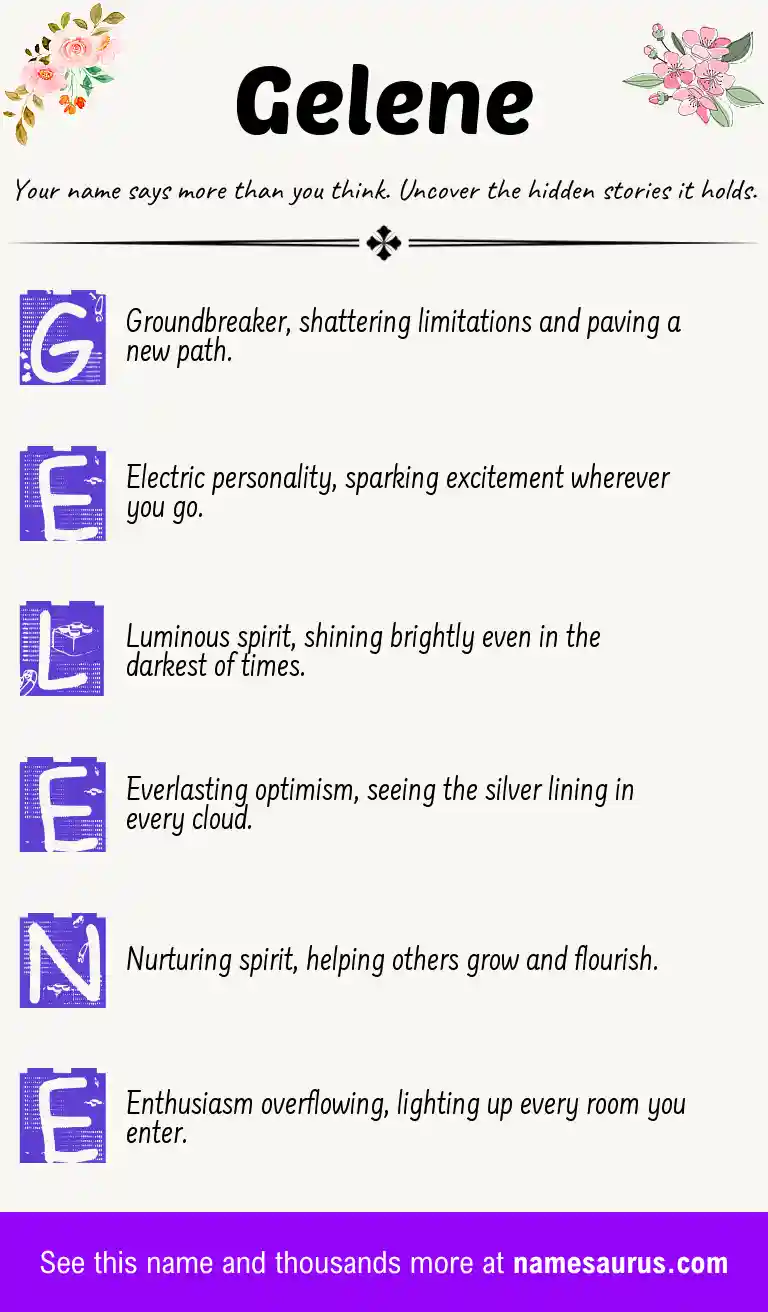 Acrostic poem about Gelene.