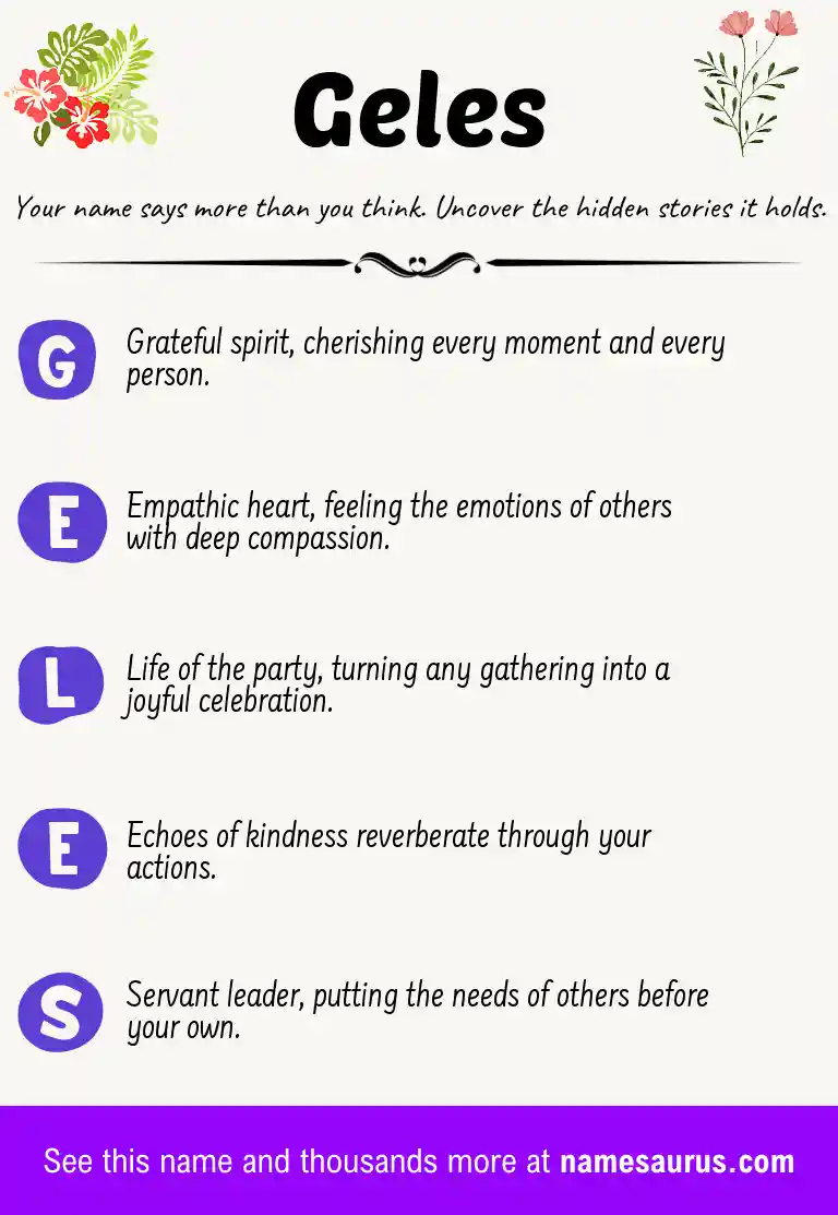 Acrostic poem about Geles.