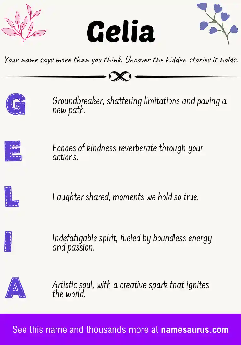 Acrostic poem about Gelia.