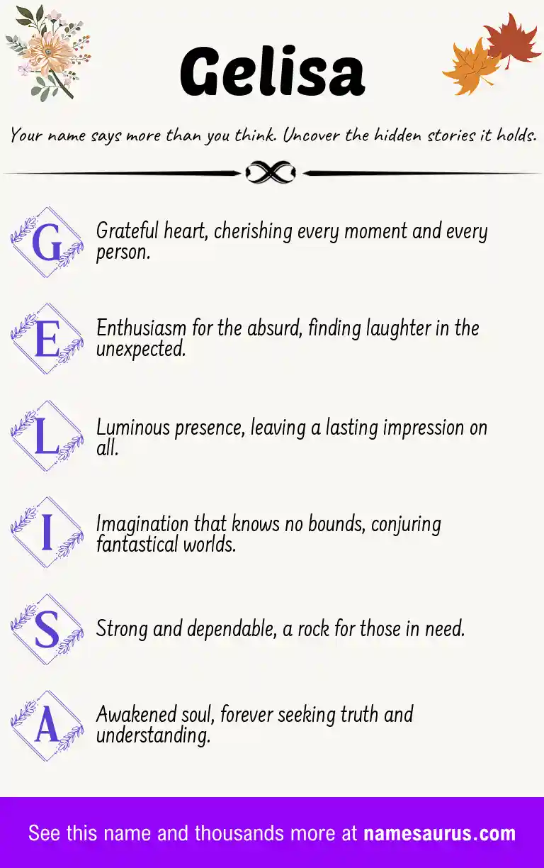 Acrostic poem about Gelisa.