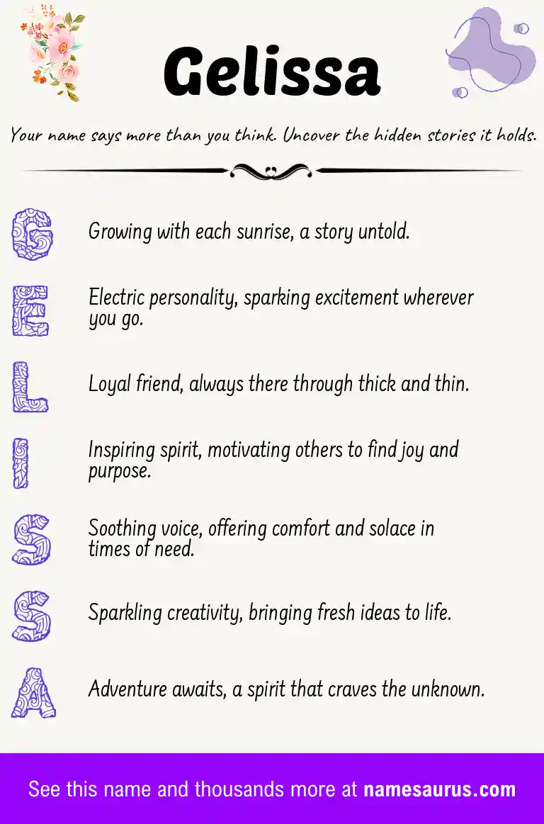Acrostic poem about Gelissa.