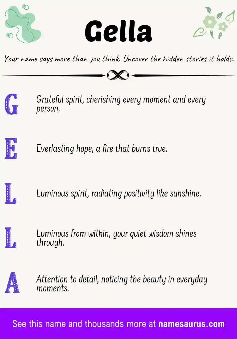 Acrostic poem about Gella.