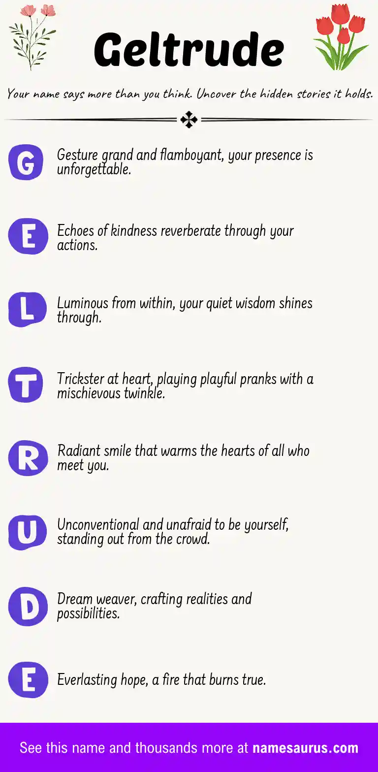 Acrostic poem about Geltrude.