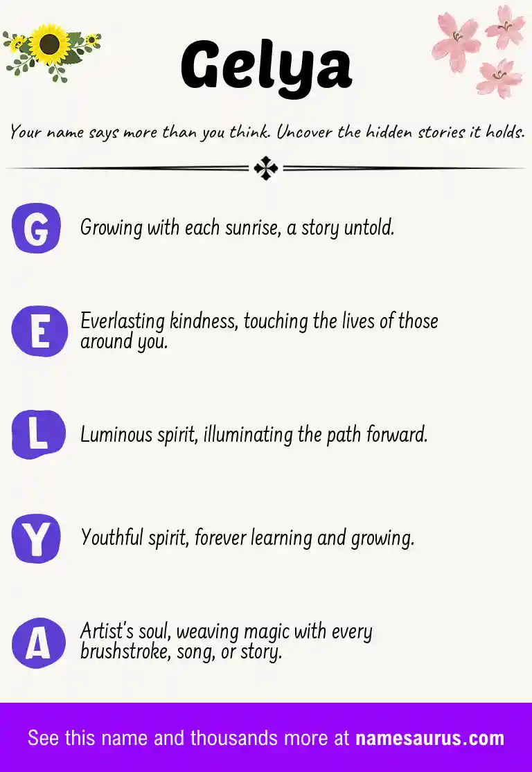 Acrostic poem about Gelya.