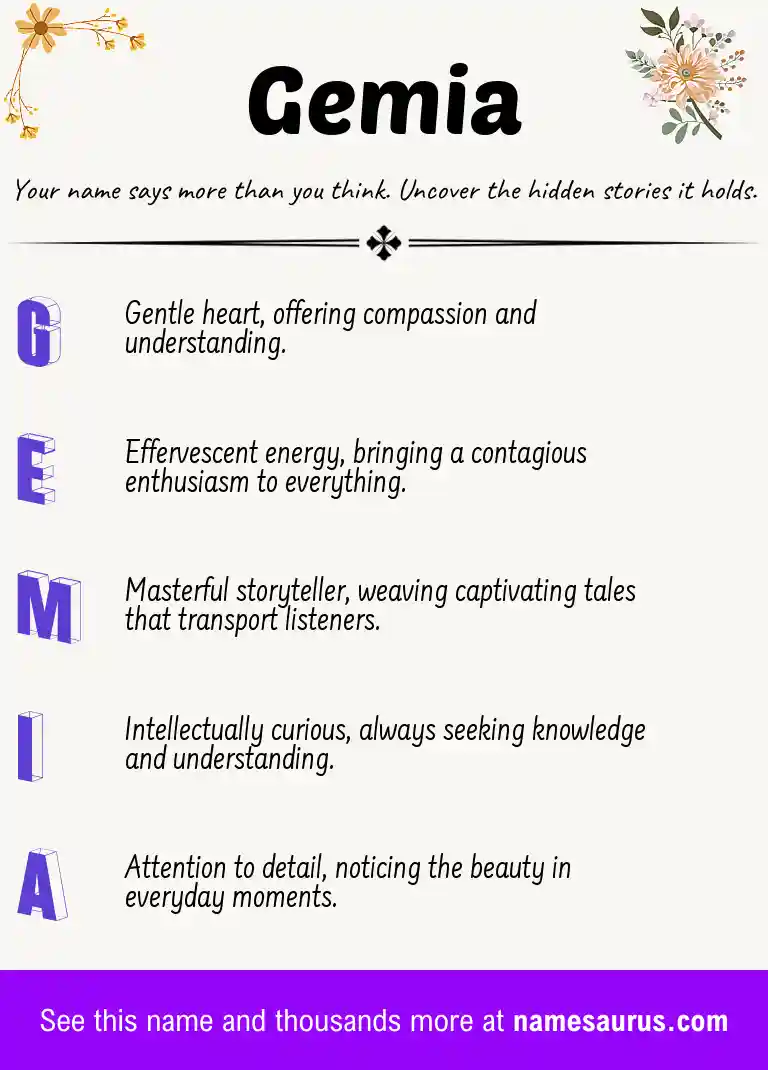 Acrostic poem about Gemia.