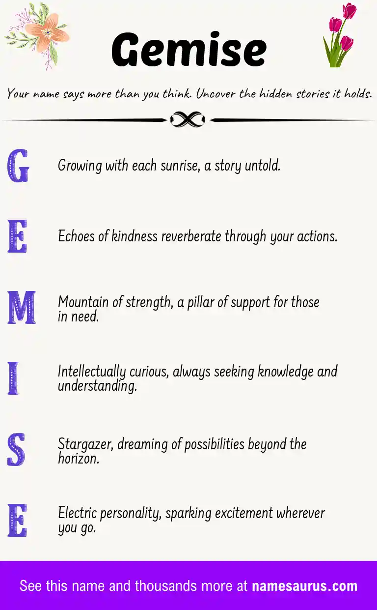 Acrostic poem about Gemise.