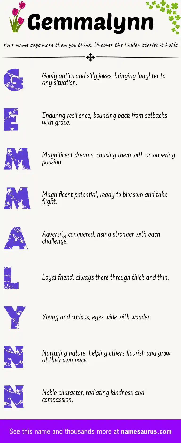 Acrostic poem about Gemmalynn.