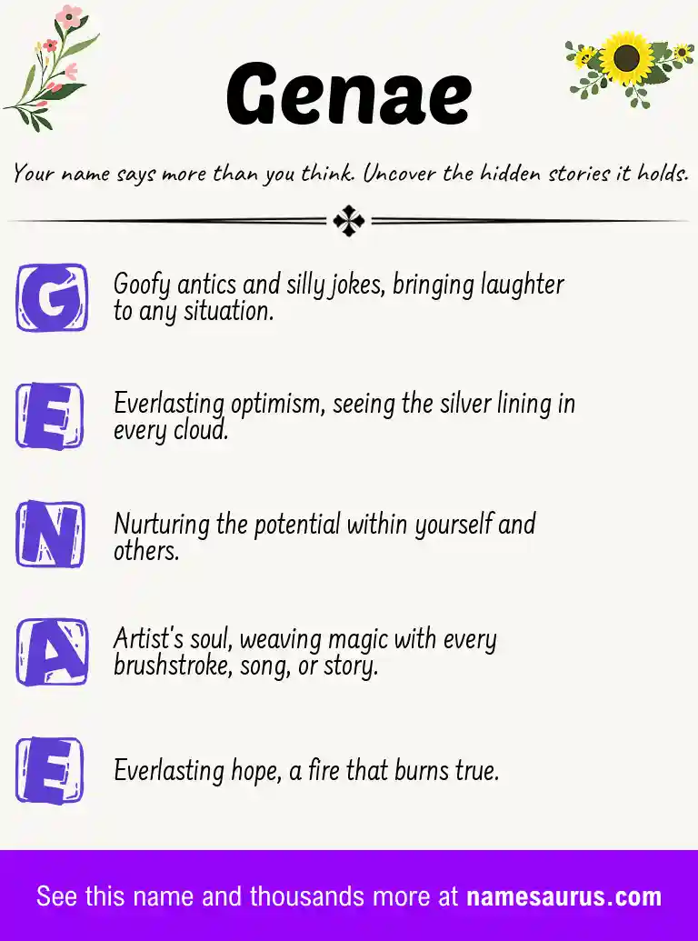 Acrostic poem about Genae.