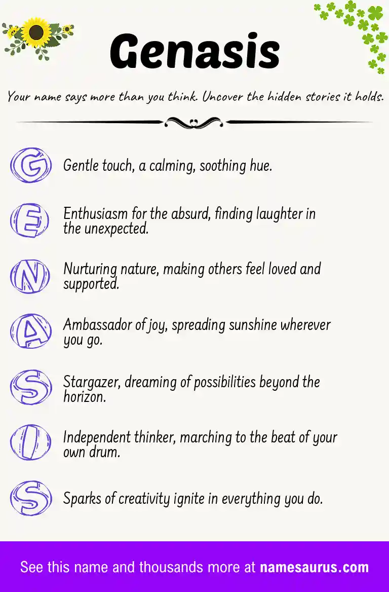 Acrostic poem about Genasis.