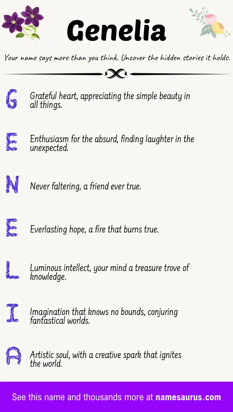 Acrostic poem about Genelia.