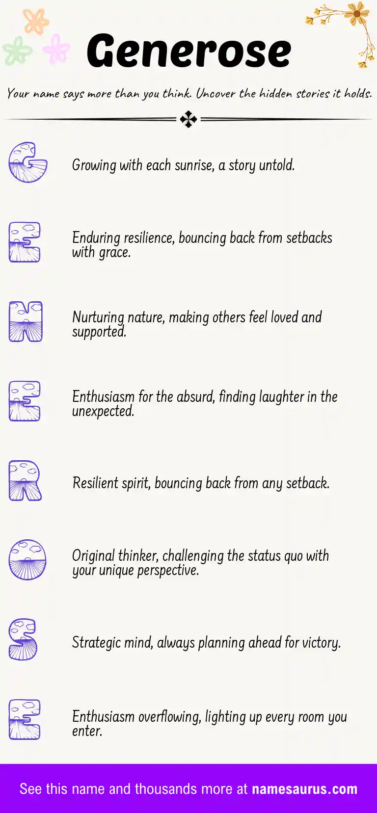 Acrostic poem about Generose.