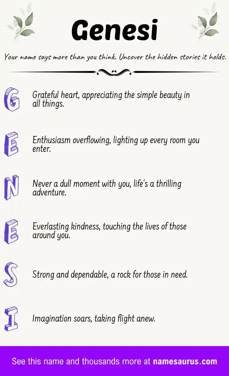 Acrostic poem about Genesi.