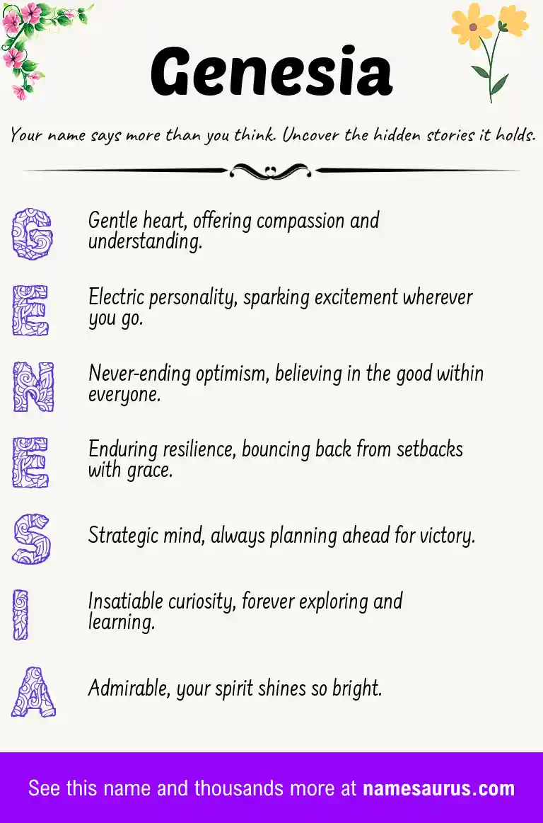 Acrostic poem about Genesia.