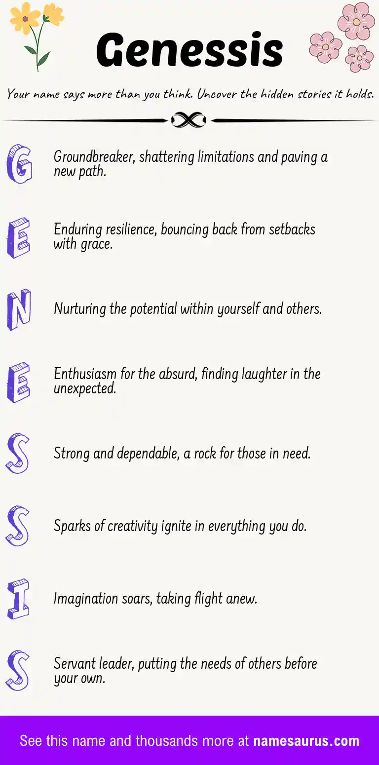 Acrostic poem about Genessis.