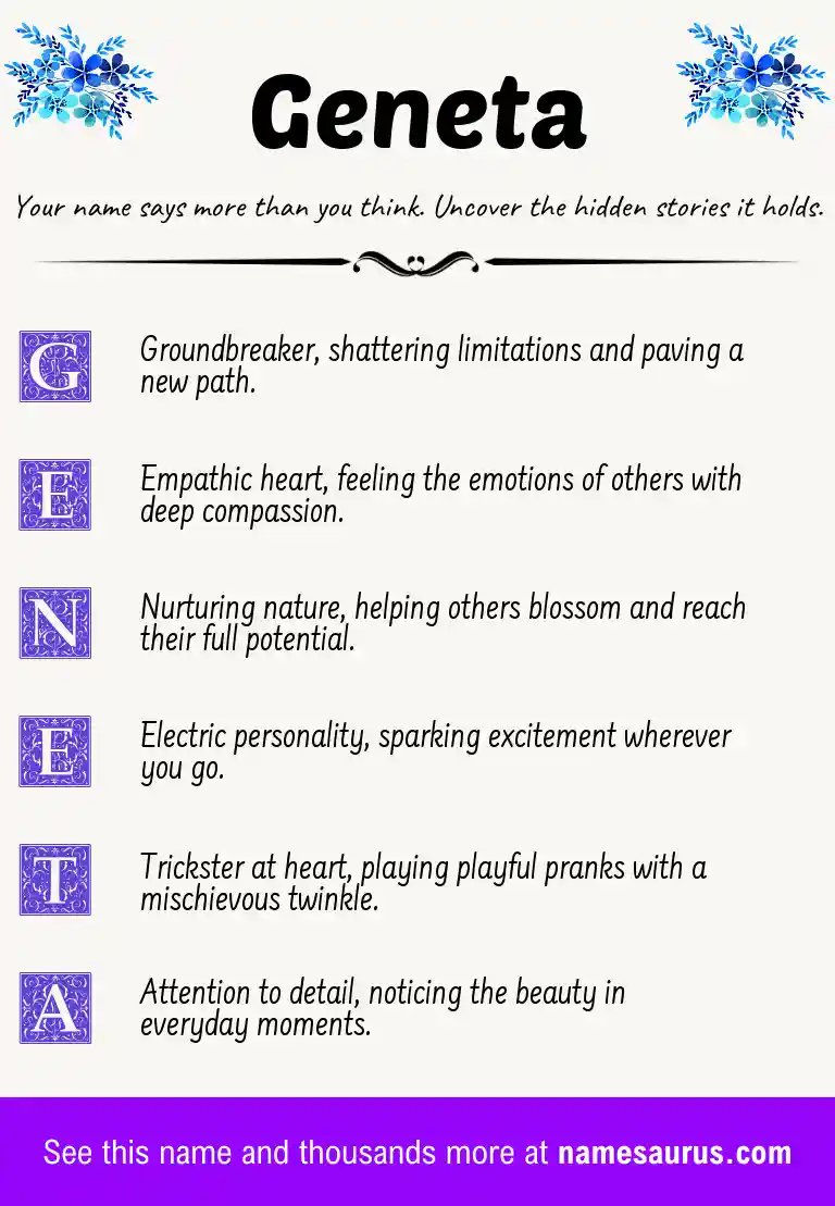 Acrostic poem about Geneta.