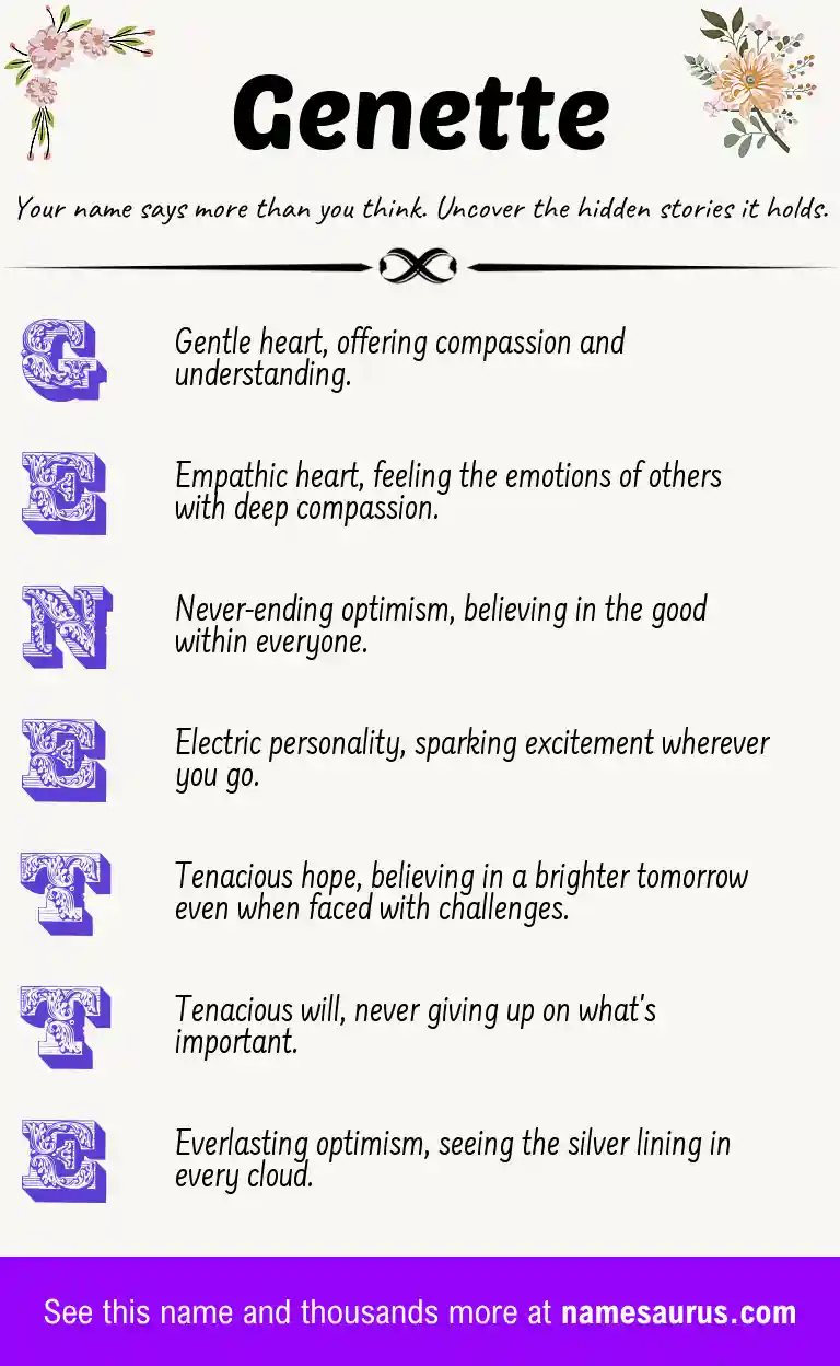 Acrostic poem about Genette.