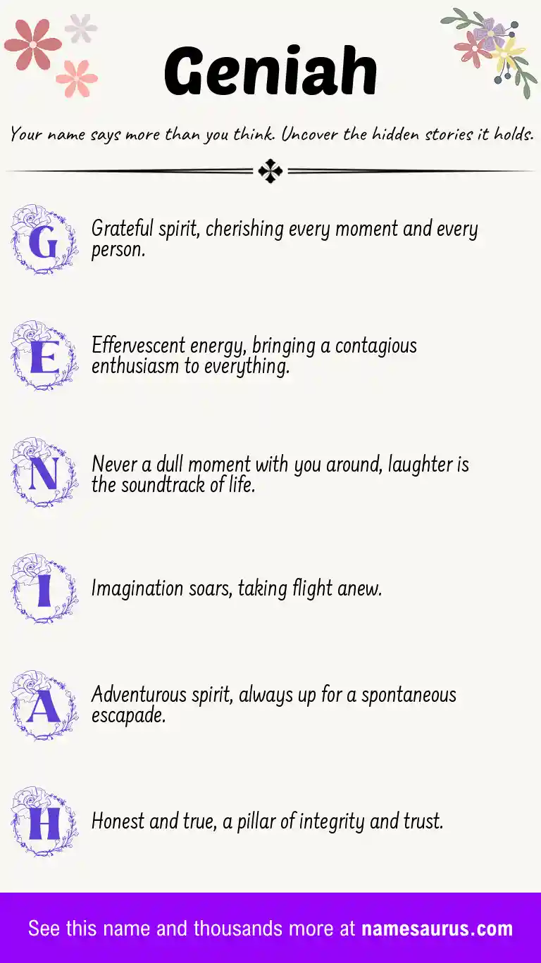 Acrostic poem about Geniah.
