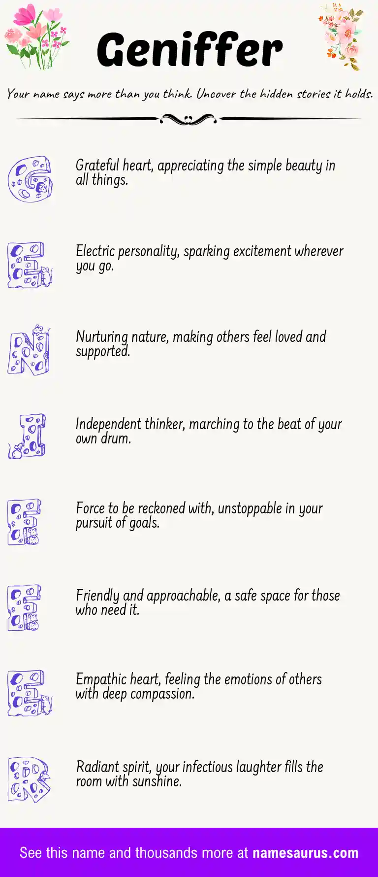 Acrostic poem about Geniffer.