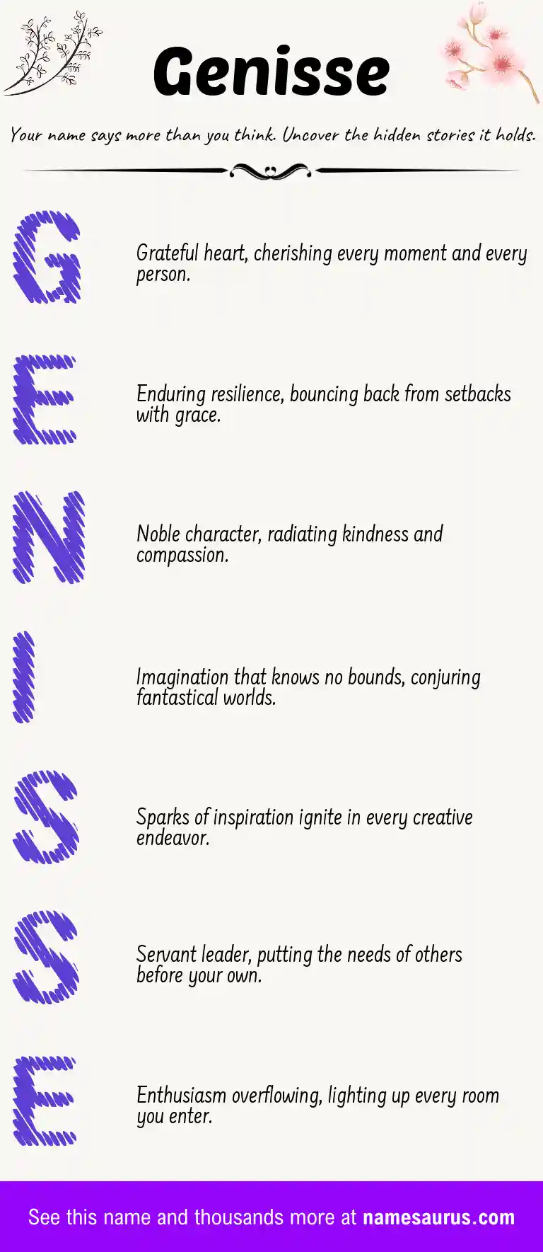 Acrostic poem about Genisse.