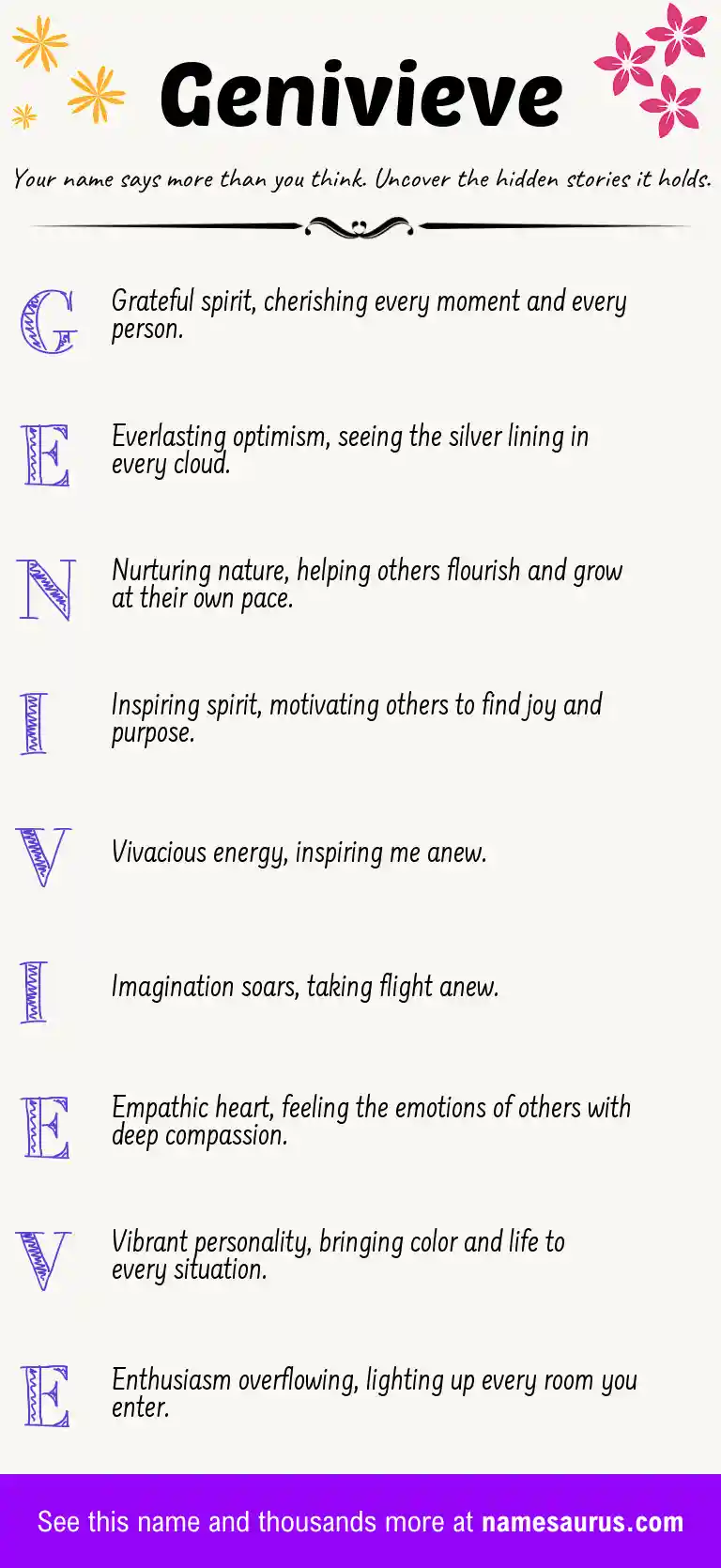 Acrostic poem about Genivieve.