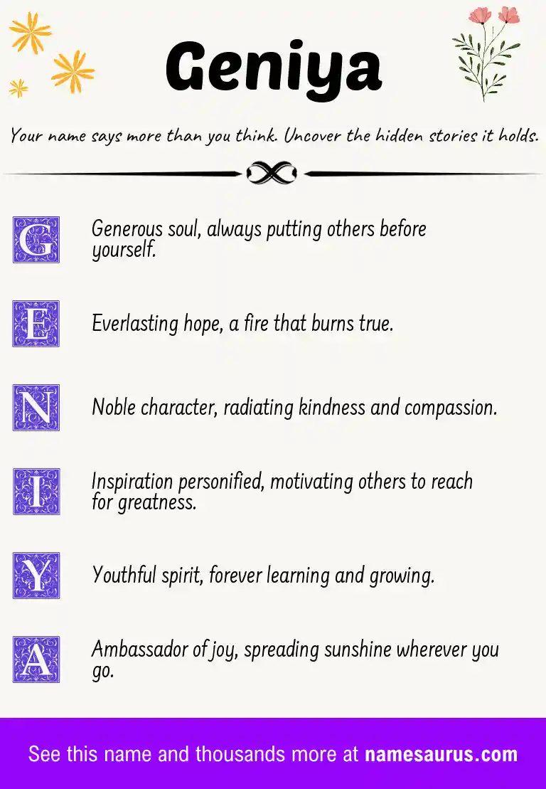 Acrostic poem about Geniya.
