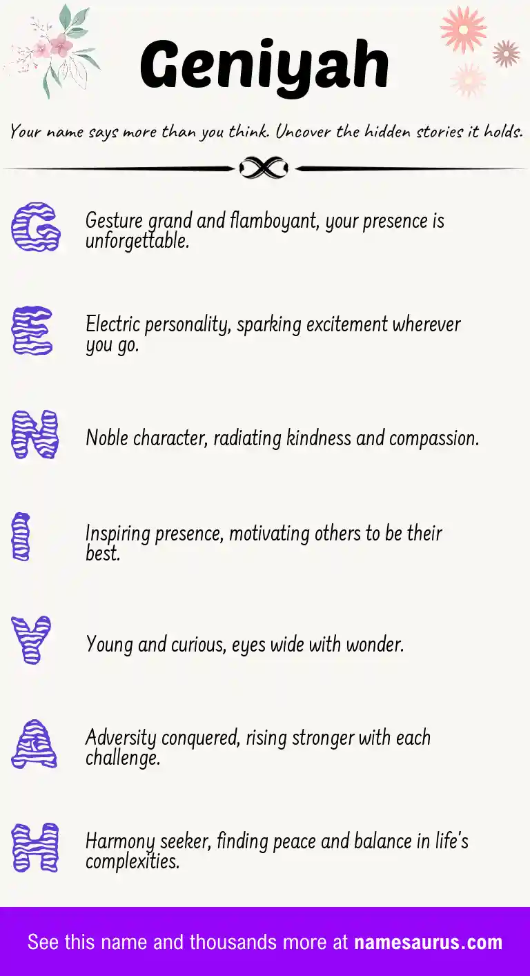 Acrostic poem about Geniyah.