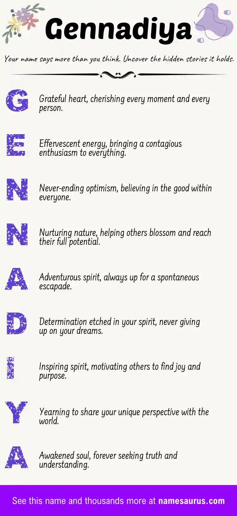 Acrostic poem about Gennadiya.