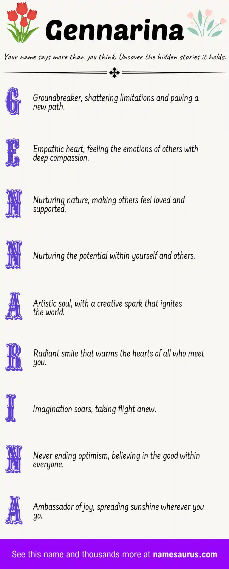 Acrostic poem about Gennarina.