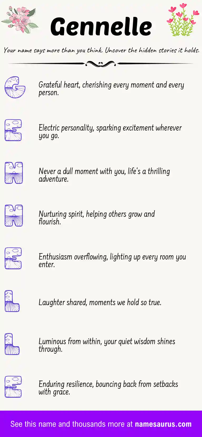 Acrostic poem about Gennelle.