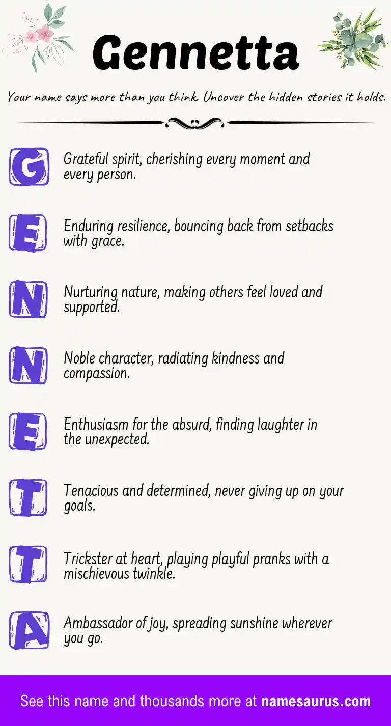 Acrostic poem about Gennetta.