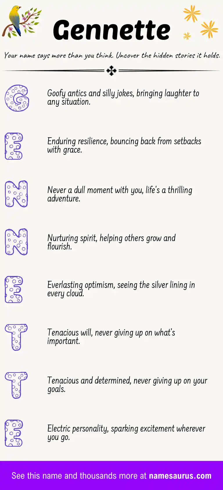 Acrostic poem about Gennette.