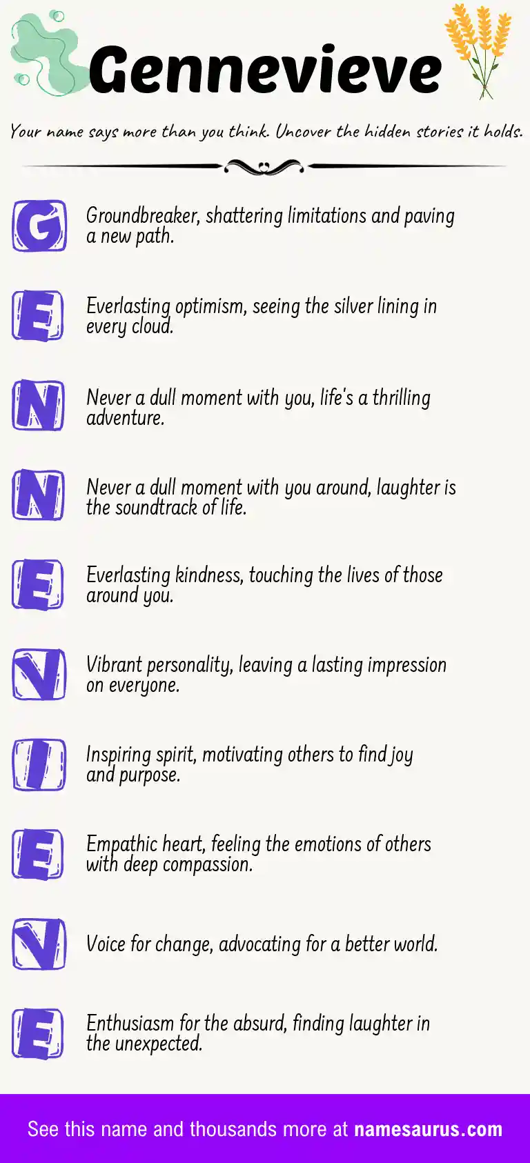 Acrostic poem about Gennevieve.