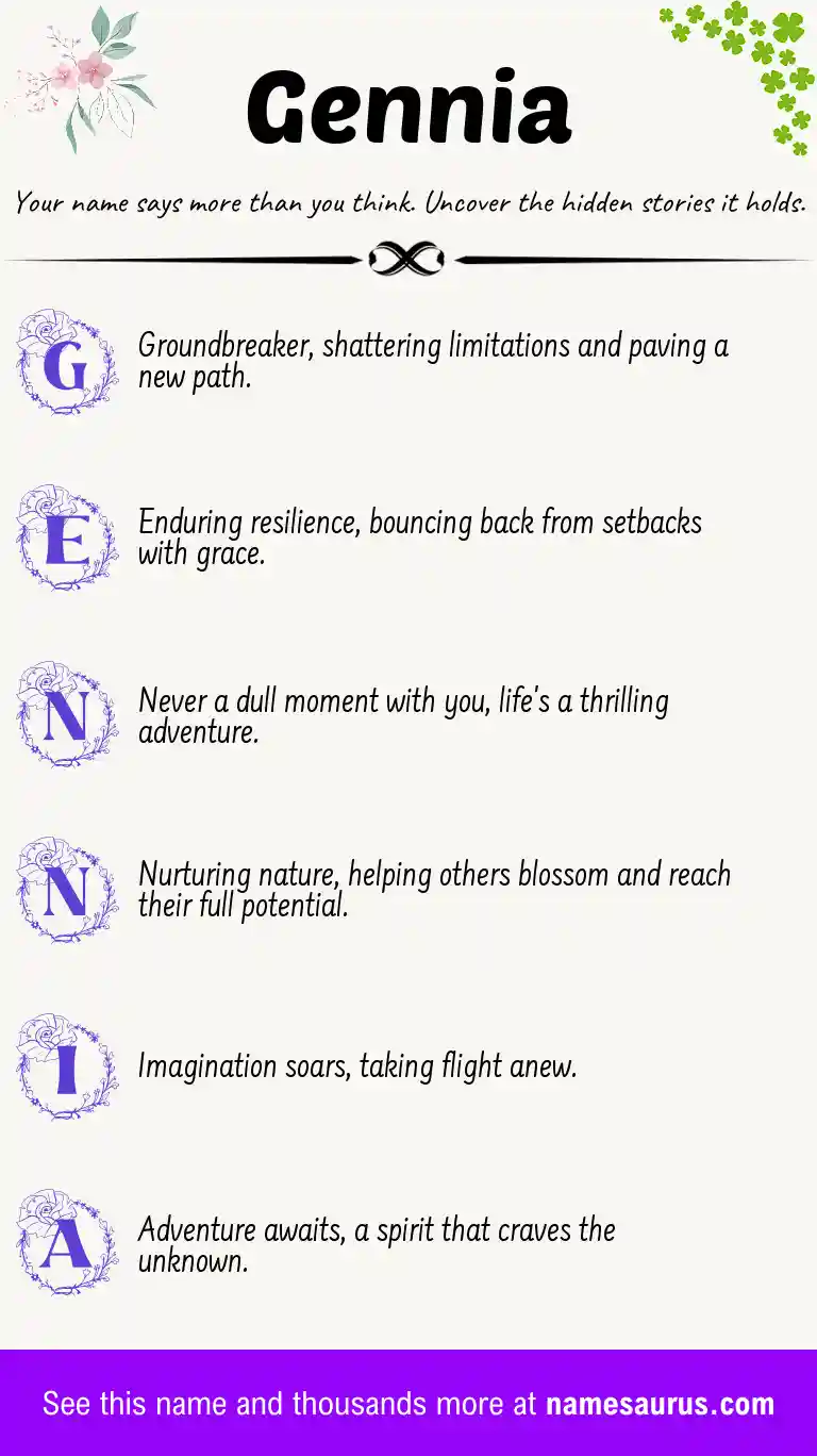 Acrostic poem about Gennia.