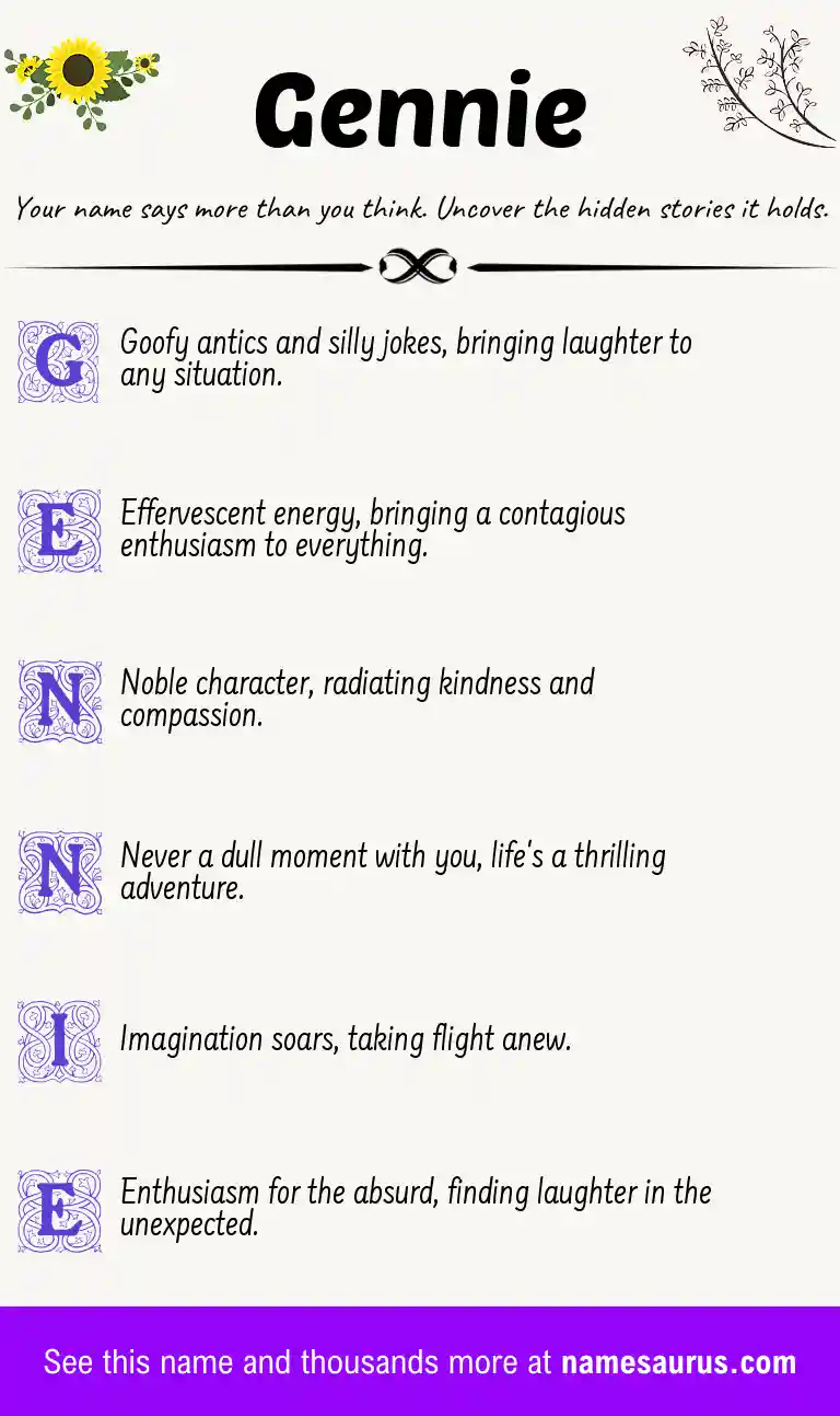 Acrostic poem about Gennie.