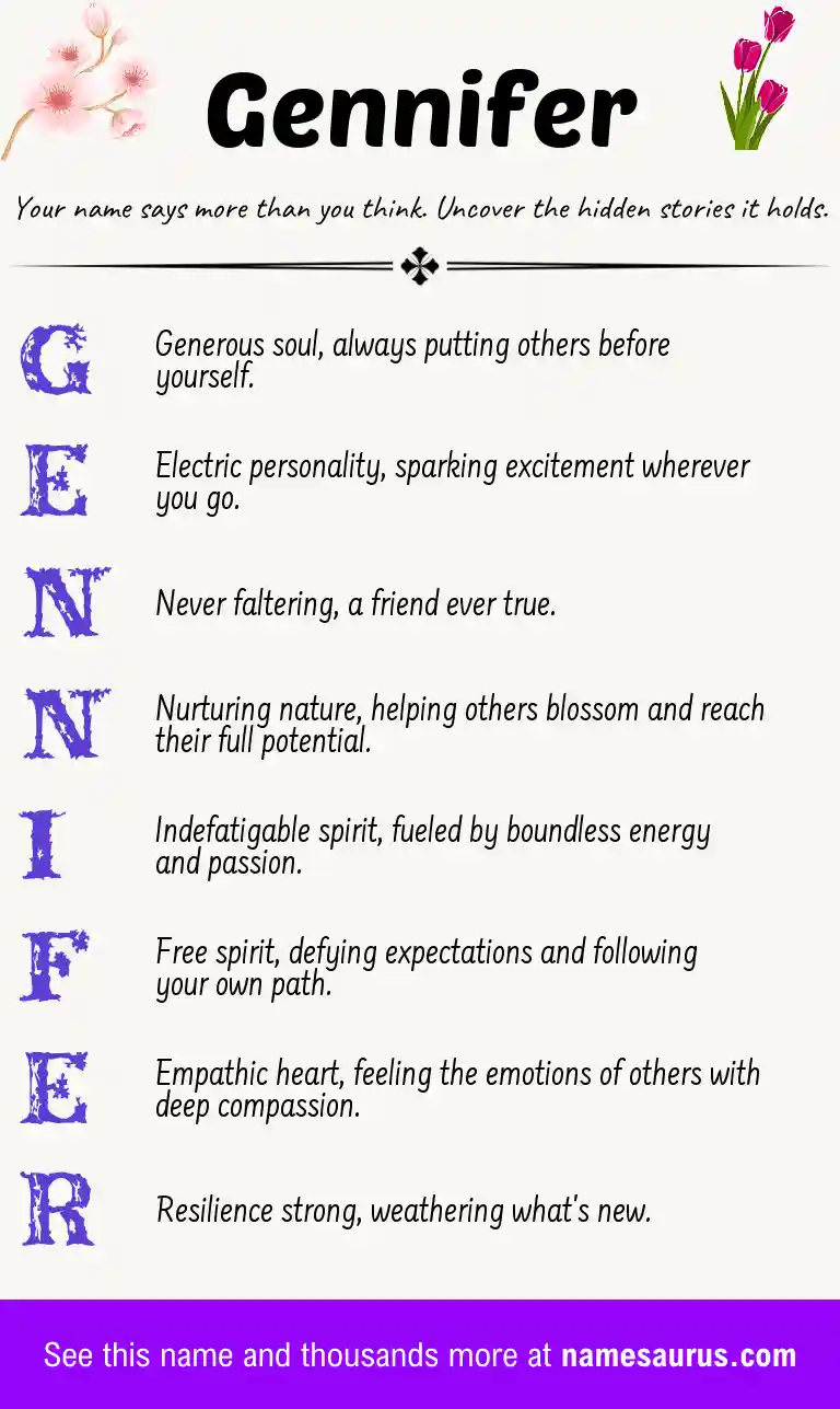 Acrostic poem about Gennifer.