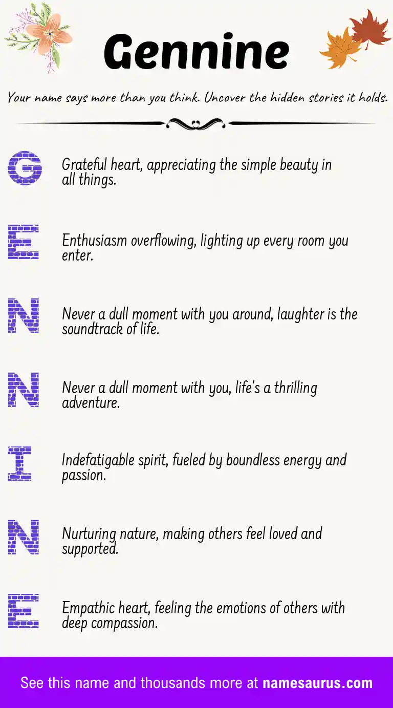 Acrostic poem about Gennine.