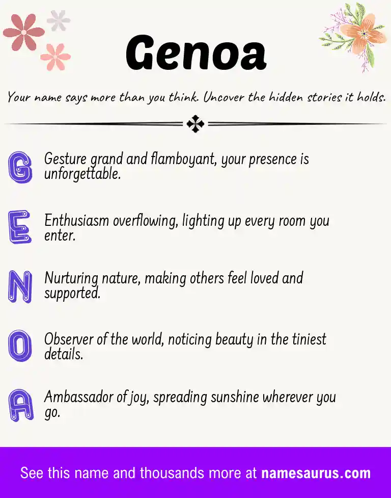 Acrostic poem about Genoa.