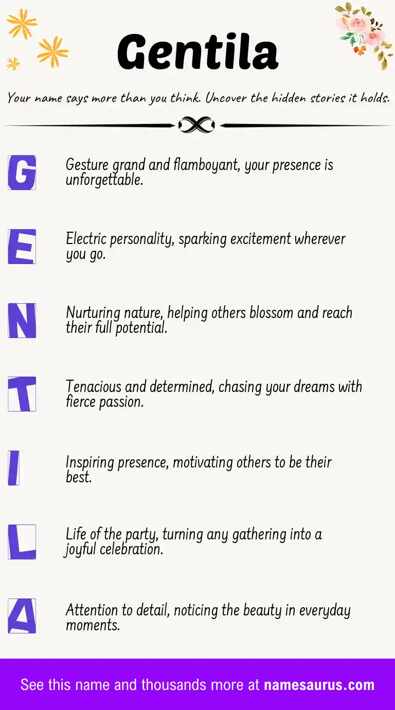 Acrostic poem about Gentila.